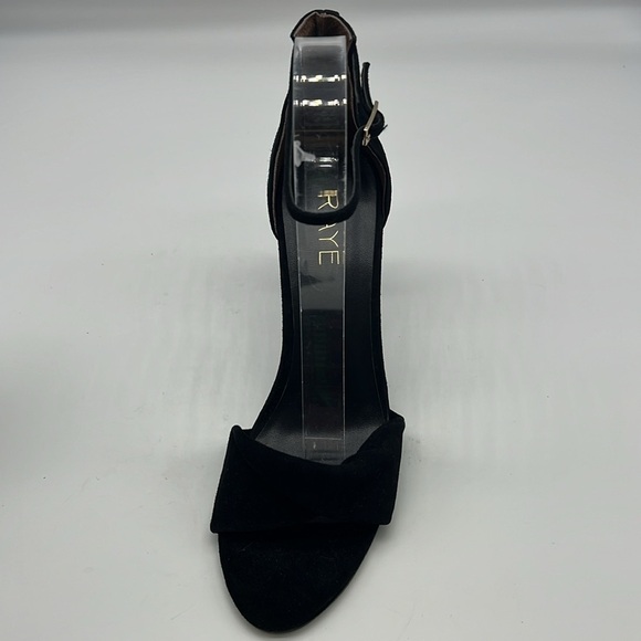 RAYE - Jennifer Black Suede Twist Open Toe Adjustable Ankle Straps Heels Size 9 - Picture 10 of 14